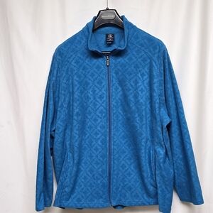 Lands' End Women's Size 2X Zip Front Fleece Jacket Teal Blue/Green Pockets